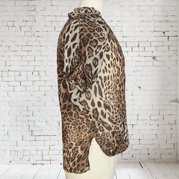 Paper Heart Australia Designer Animal Print Wrap Blouse Sz XS/S Long Sleeves - Picture 5 of 9